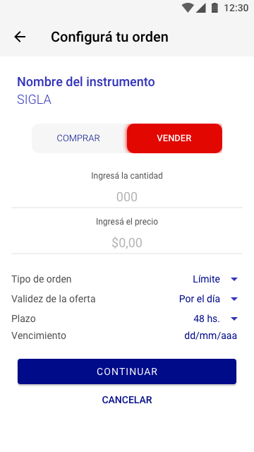 Configurar venta