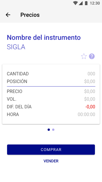 Precios del instrumento