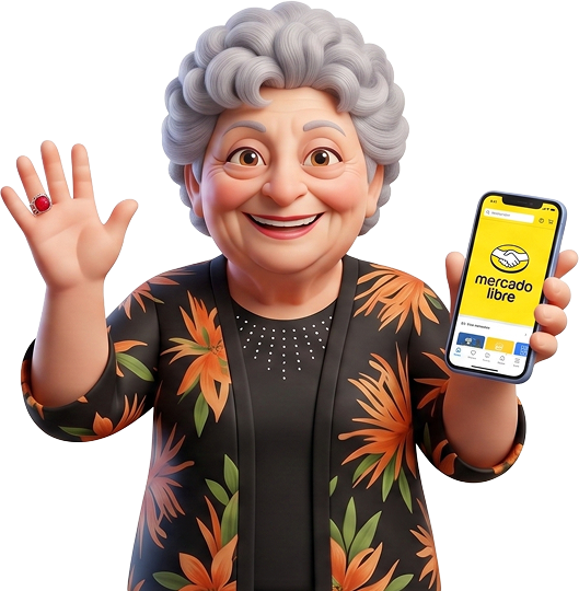 Ilustración 3D de Lita de Lázzari con la app de Mercado Libre
